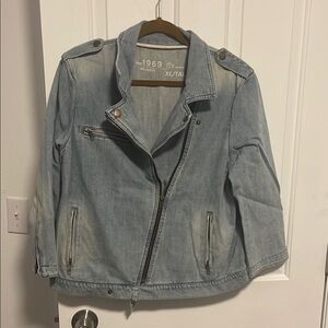 GAP Light Blue Denim Moto Jacket